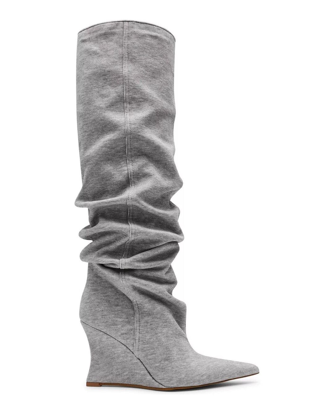 Distortion Knee-High Wide-Calf Slouch Wedge Boots in Grey Fab 9.5 ($199)